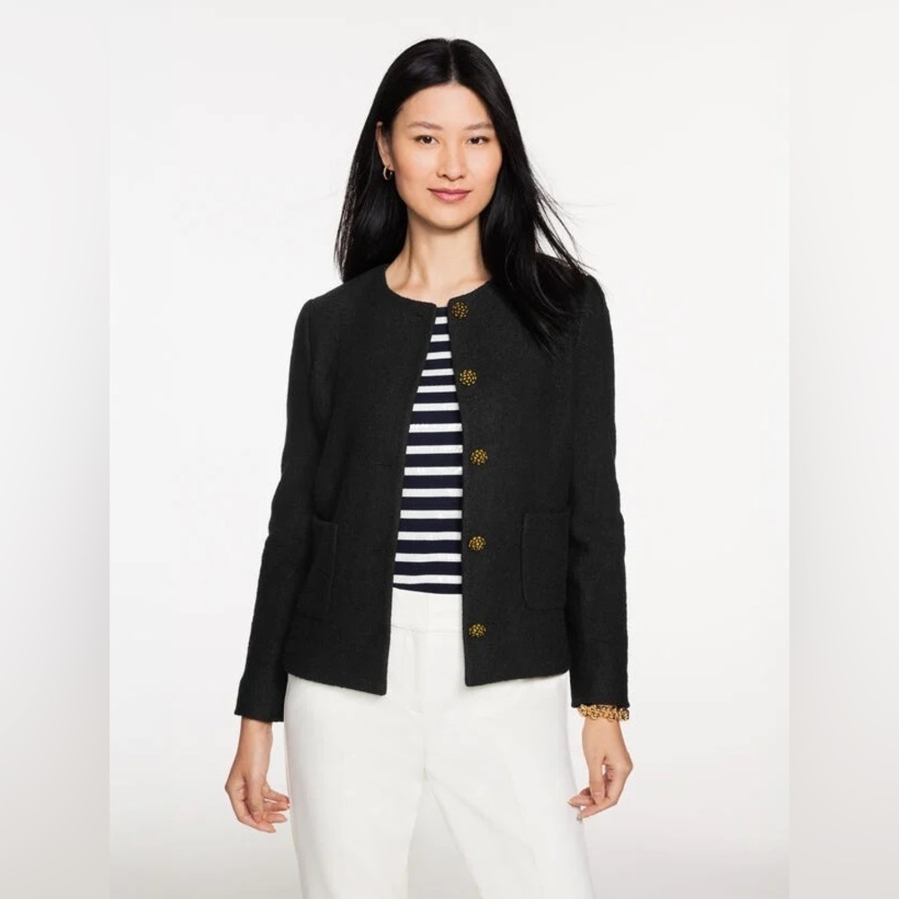 Talbots Plus Berkshire Wool Short Jacket Tweed Blazer Black Career Money Gold 20